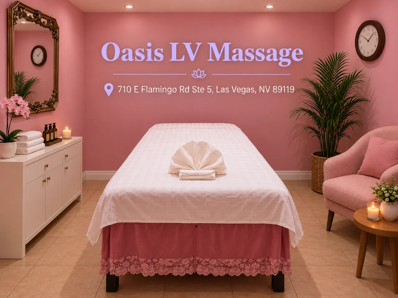 Comfortable, private massage room at Oasis LV Massage near Winchester, NV