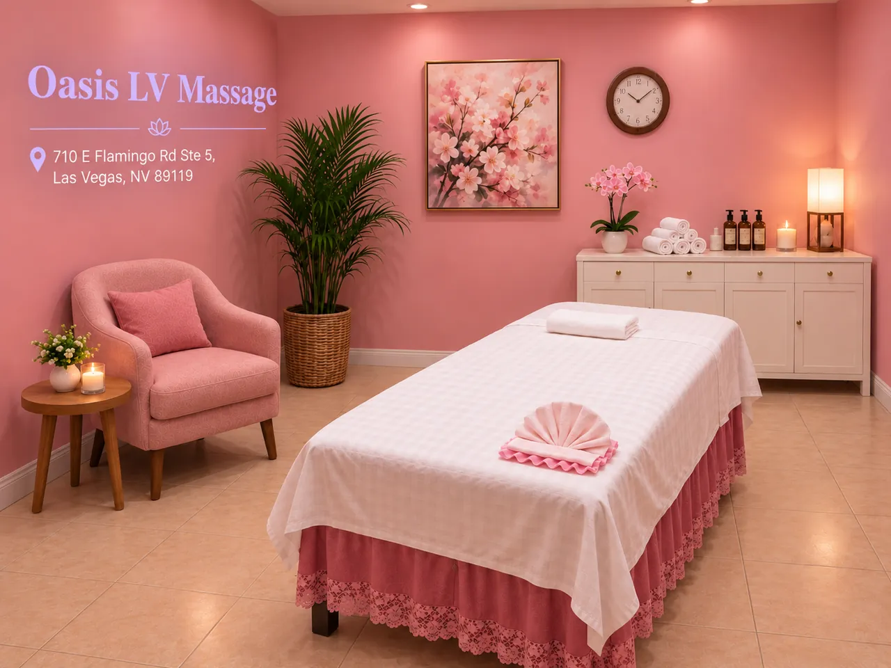 Comfortable, private massage room at Oasis LV Massage near Whitney, NV