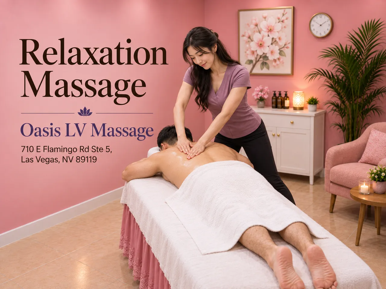 Relaxation massage in a clean private room at Oasis LV Massage in Las Vegas, NV